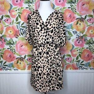 EUC Everly Dalmatian Print faux wrap dress - size M